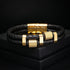 Lederarmband Herren Gold Echtleder Edelstahl Magnetverschluss uniqal